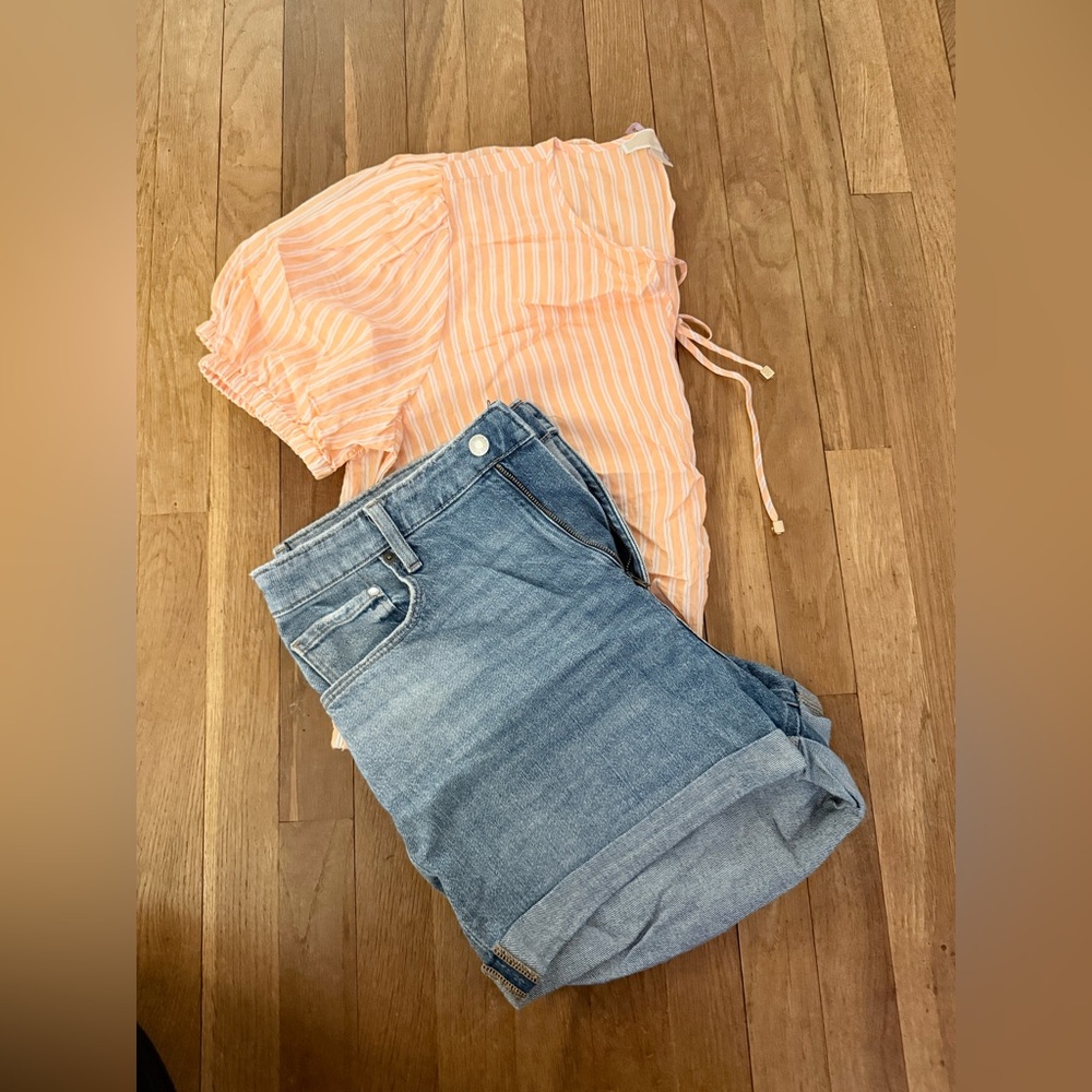 MICHAEL Michael Kors Peach and White Striped Blouse